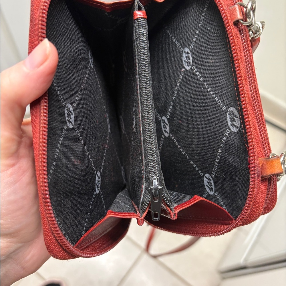 Derek Alexander Red Leather Organizer Bag with matching Wallet - Picture 10 of 14